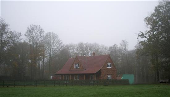View of house across field